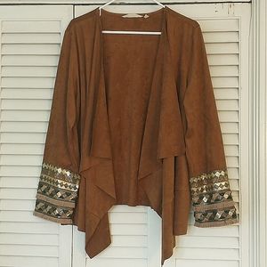 Soft Surroundings Lux Faux Suede Cascade Cardigan
